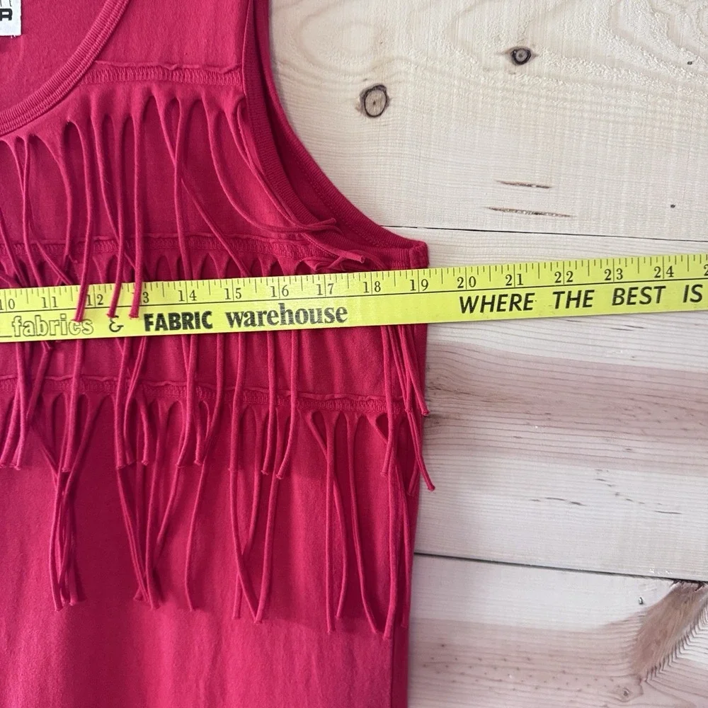Vintage‎ Nannette Keller Womens M Bright Red Fringe Sleeveless Cotton Maxi Dress